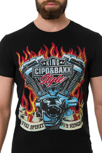 Cipo & Baxx GARAGE Herren black T-Shirt CT730