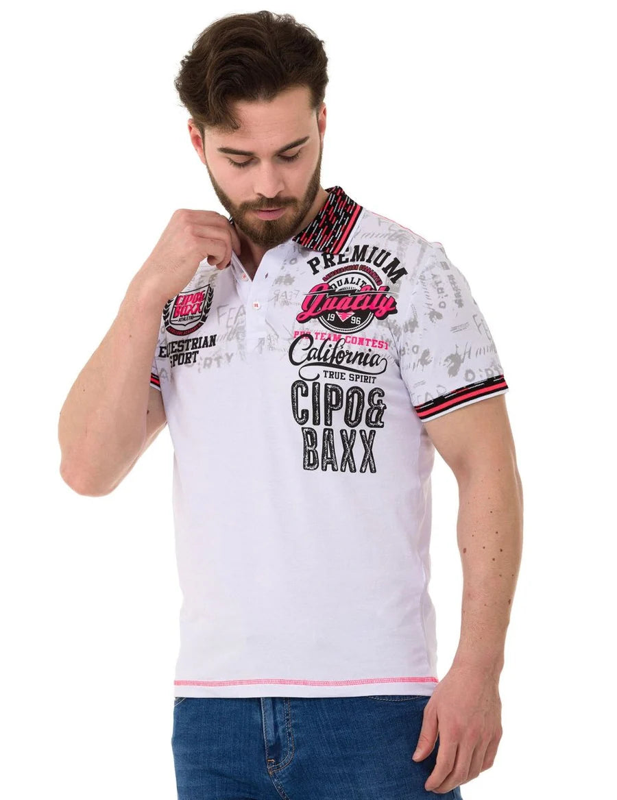 Cipo & Baxx MARINE white Herren Polo T-Shirt CT738
