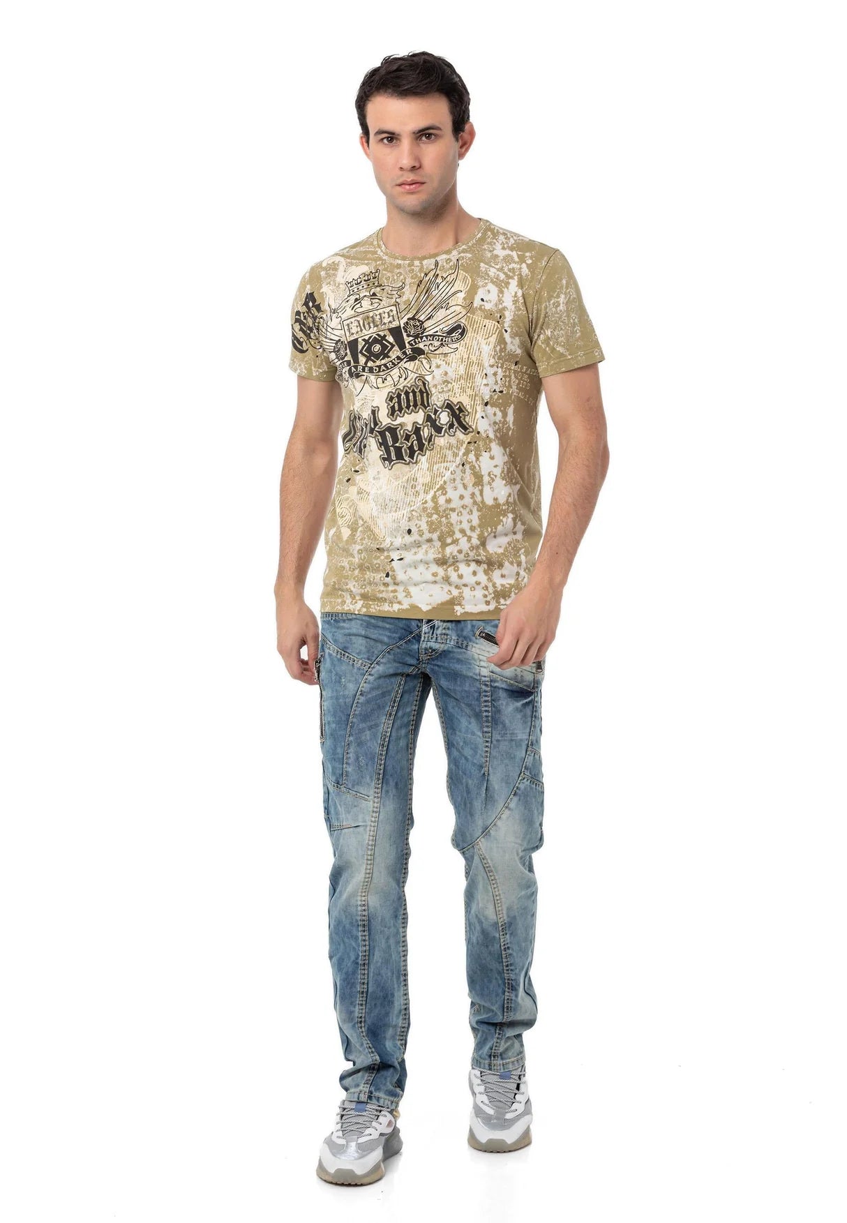 Cipo & Baxx WELCO Herren Beige T-Shirt CT782