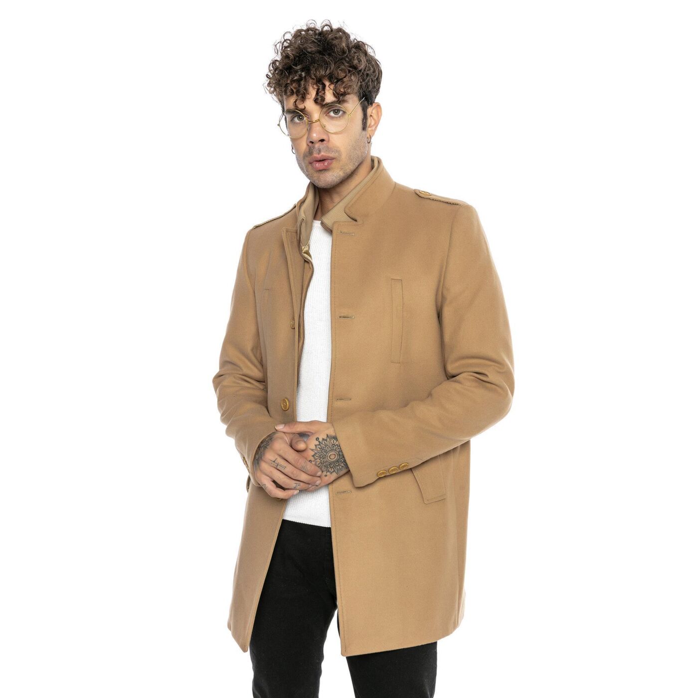 Redbridge Herren Mantel Winterjacke elegante Jacke Slim-Fit M6083 Beige