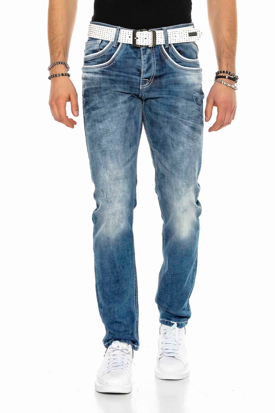 Cipo &amp; Baxx NOAH Vaqueros para hombre con costuras gruesas Denim C-1127