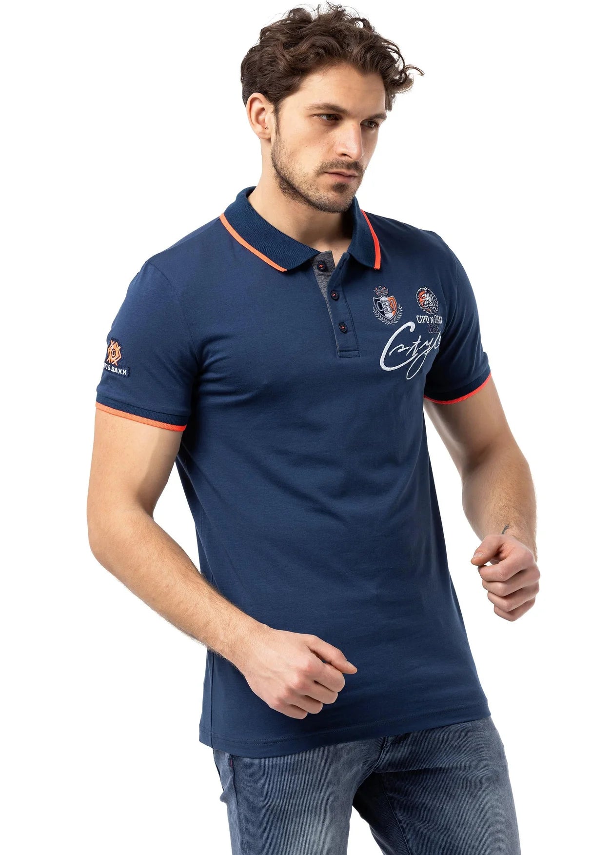 Cipo & Baxx MONTEGO blue Herren Polo T-Shirt CT778