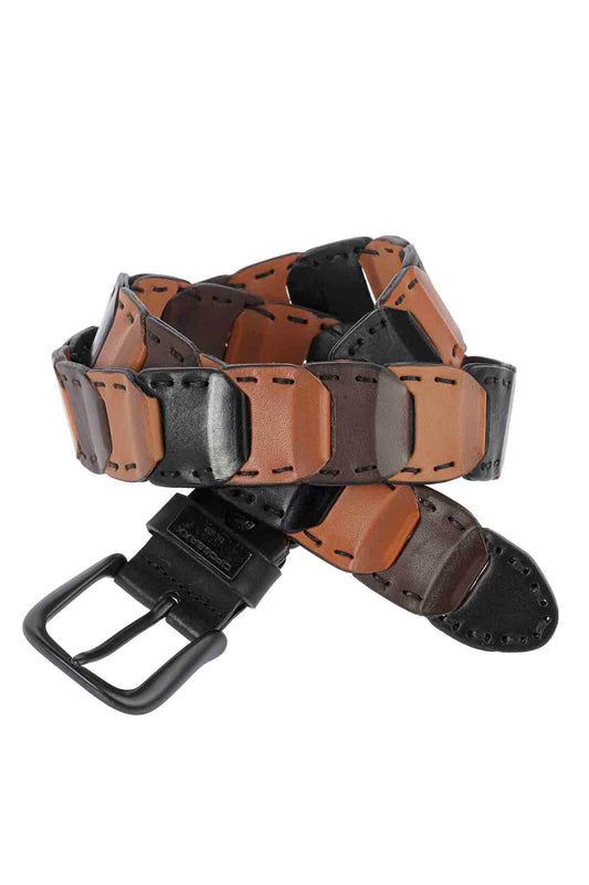 Cipo &amp; Baxx Men's Leather Belt CG104 Tobacco 