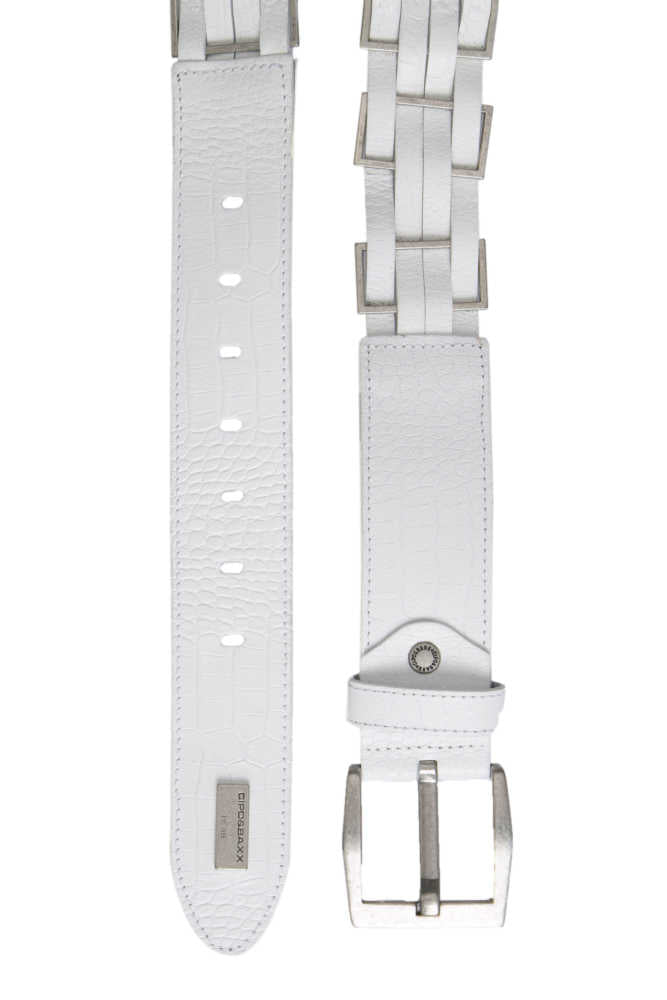 Cipo &amp; Baxx Men's Leather Belt CG144 White 