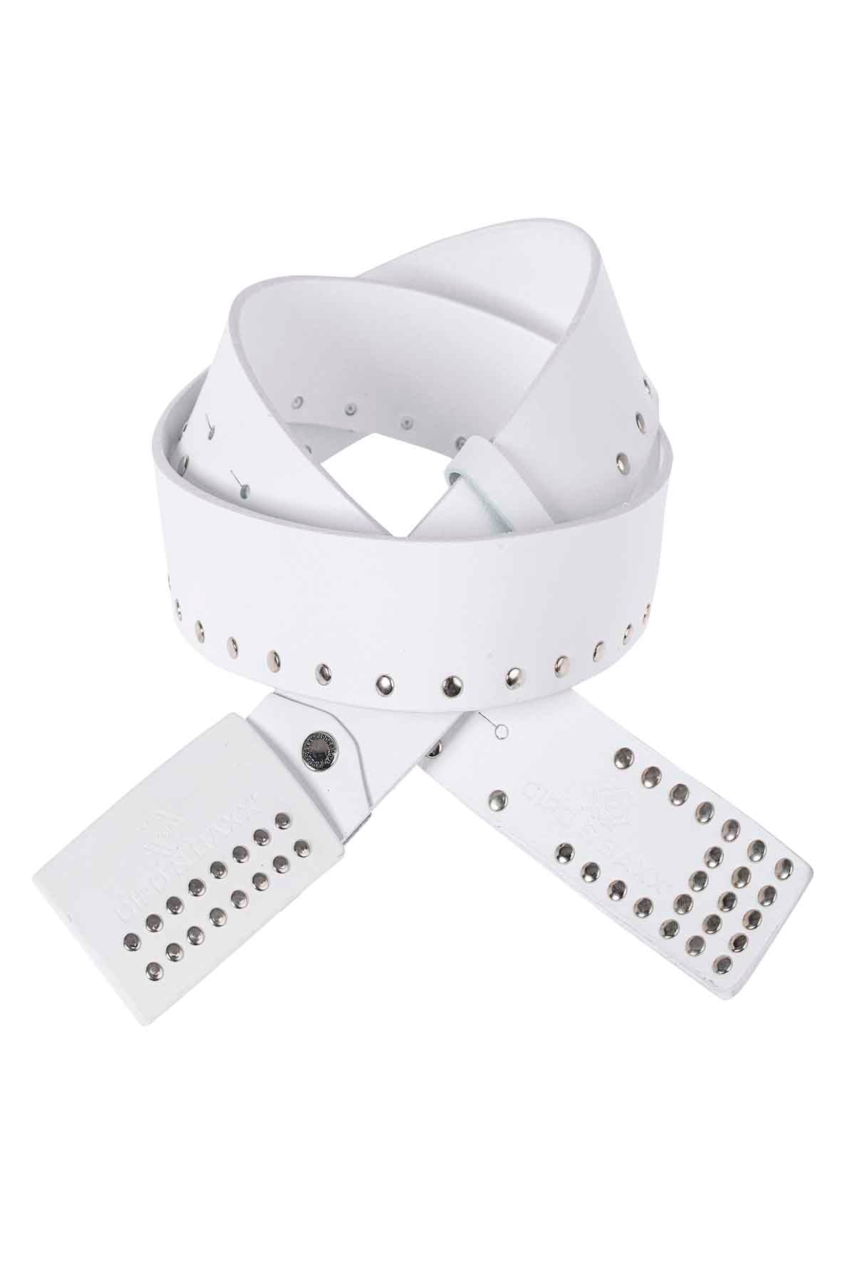 Cipo &amp; Baxx Men's Leather Belt CG163 White 