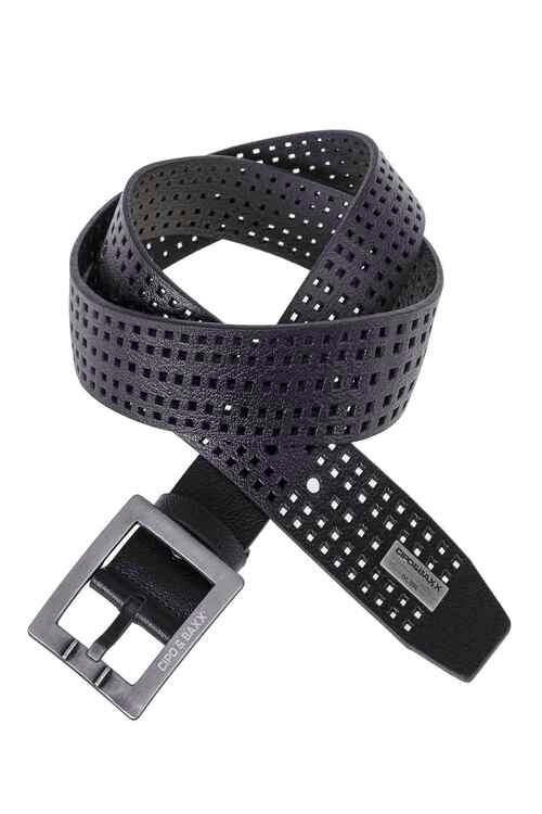 Cipo &amp; Baxx Men's Leather Belt CG177 Black 