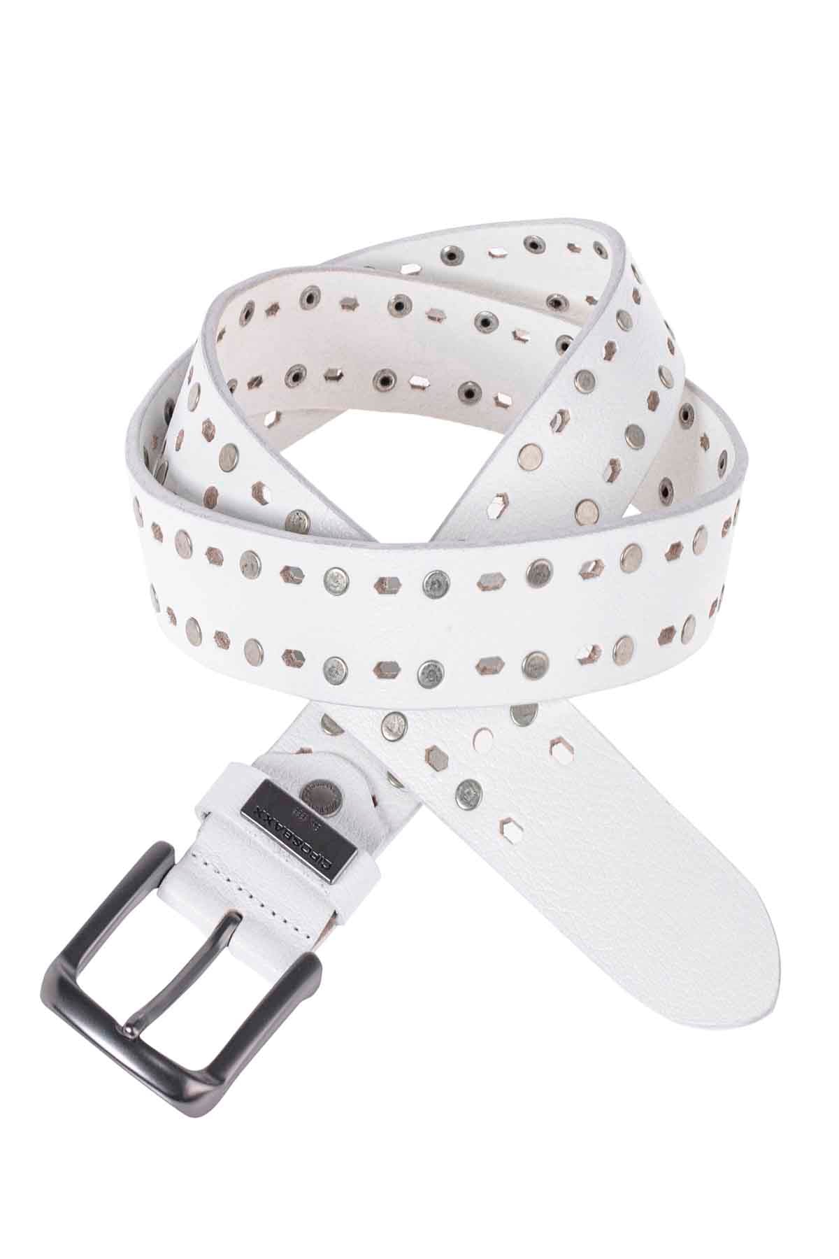 Cipo &amp; Baxx Men's Leather Belt CG180 White 