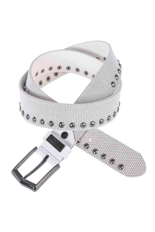 Cipo &amp; Baxx Men's Leather Belt CG181 White 