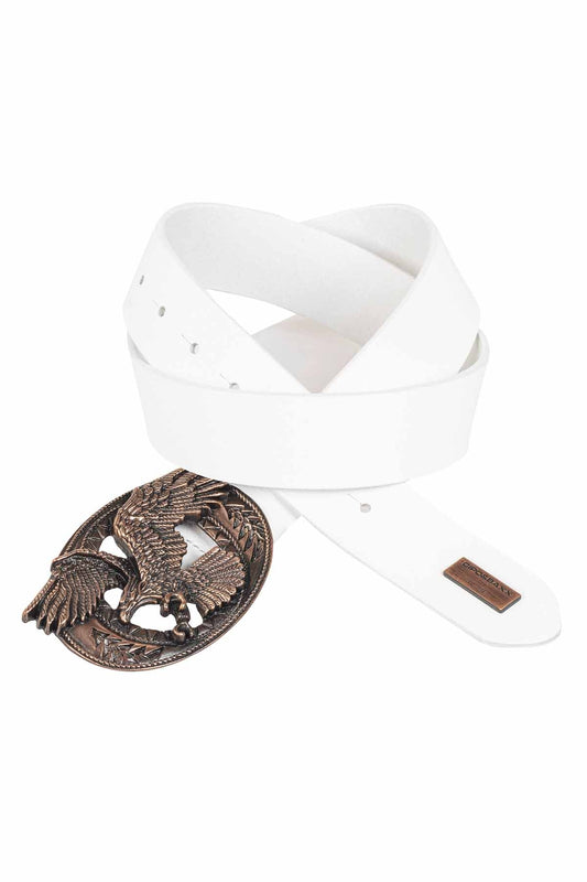 Cipo &amp; Baxx Men's Leather Belt CG200 White 