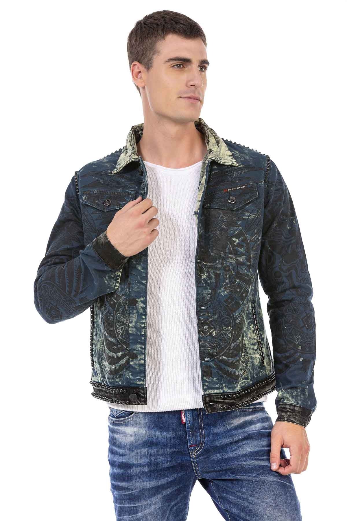 Cipo & Baxx CHRISTOPHER Herren Biker Jeans Jacke Denim CJ272