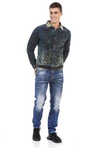 Cipo & Baxx CHRISTOPHER Herren Biker Jeans Jacke Denim CJ272