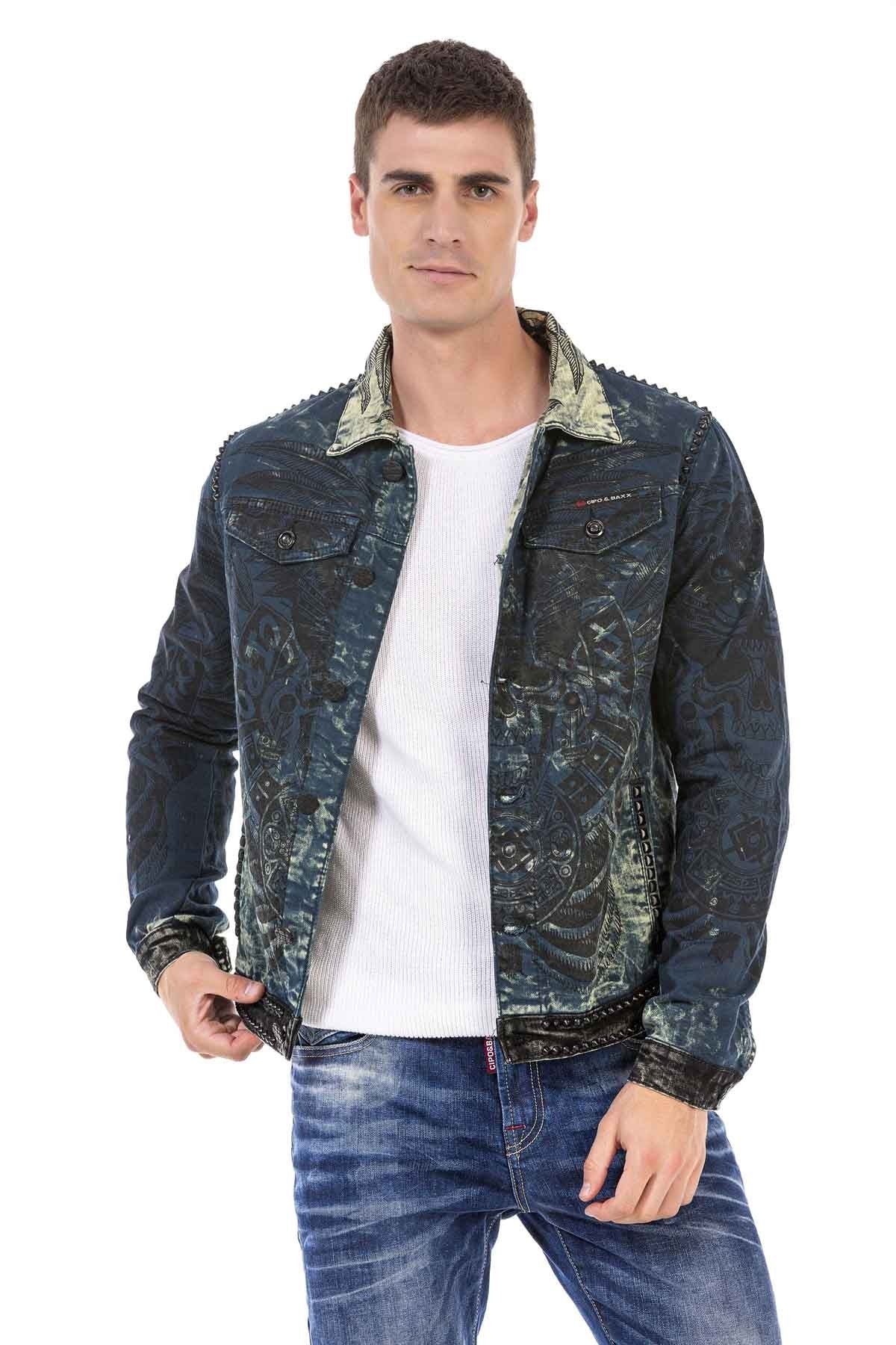 Cipo & Baxx CHRISTOPHER Herren Biker Jeans Jacke Denim CJ272