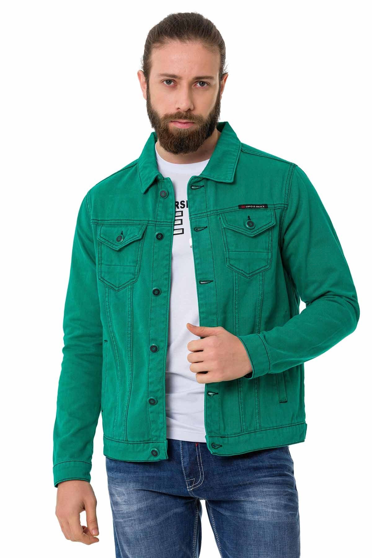 Cipo &amp; Baxx GREENSTONE Men's Jeans Jacket Denim CJ289