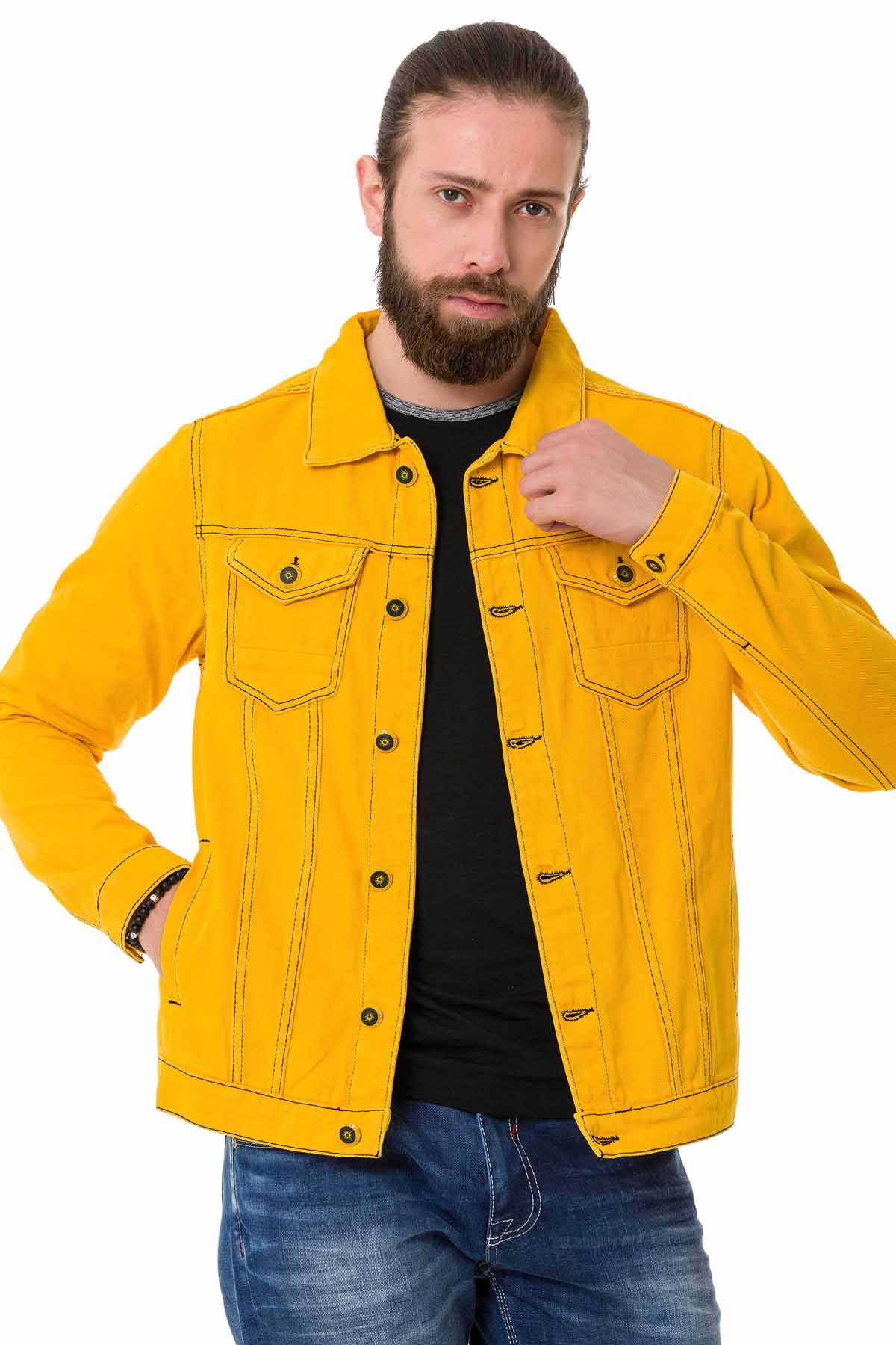 Cipo &amp; Baxx YELLOWSTONE Chaqueta vaquera para hombre Denim CJ289