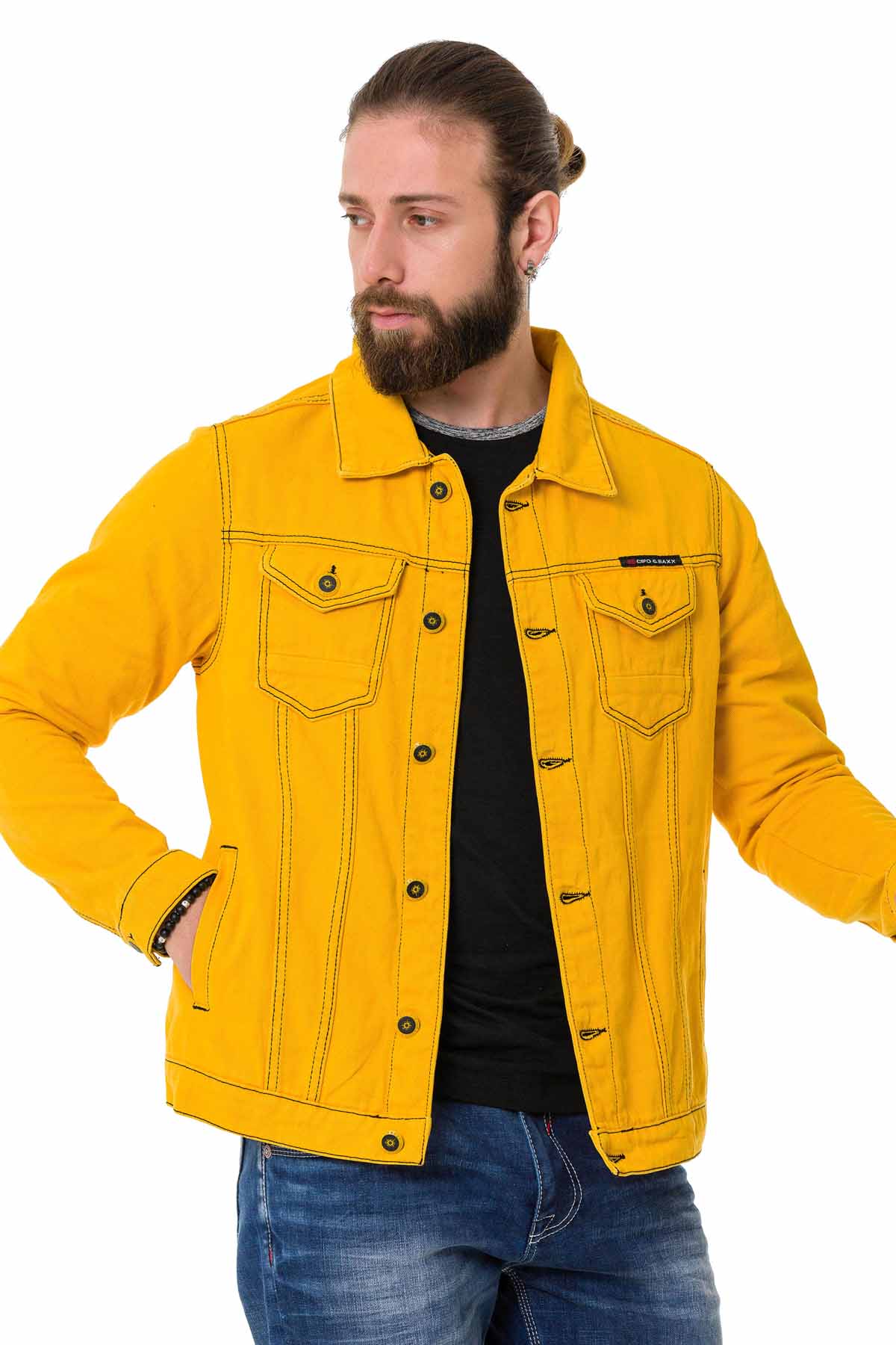 Cipo &amp; Baxx YELLOWSTONE Chaqueta vaquera para hombre Denim CJ289