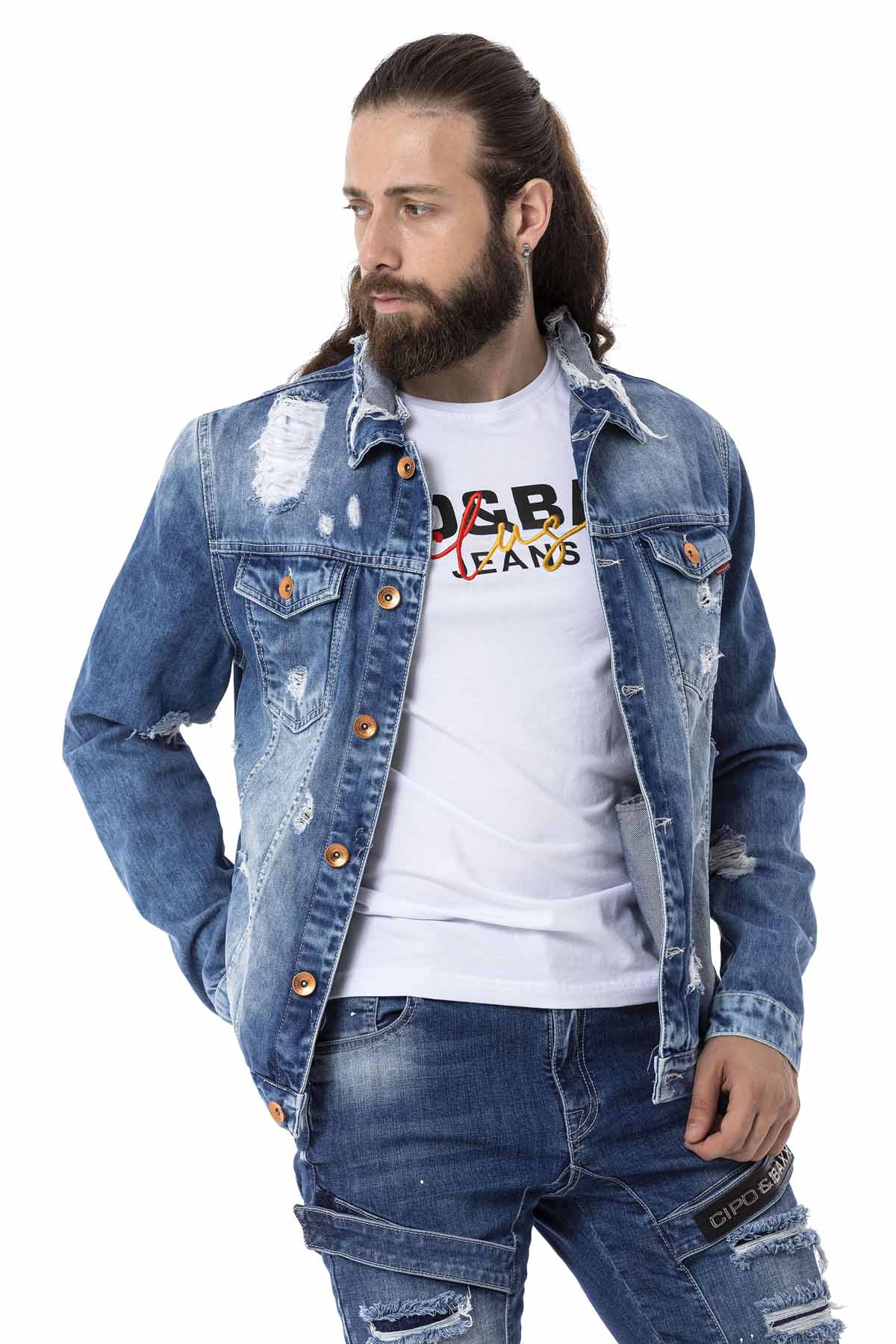 Cipo &amp; Baxx LUCA Men's Jeans Jacket Denim CJ291