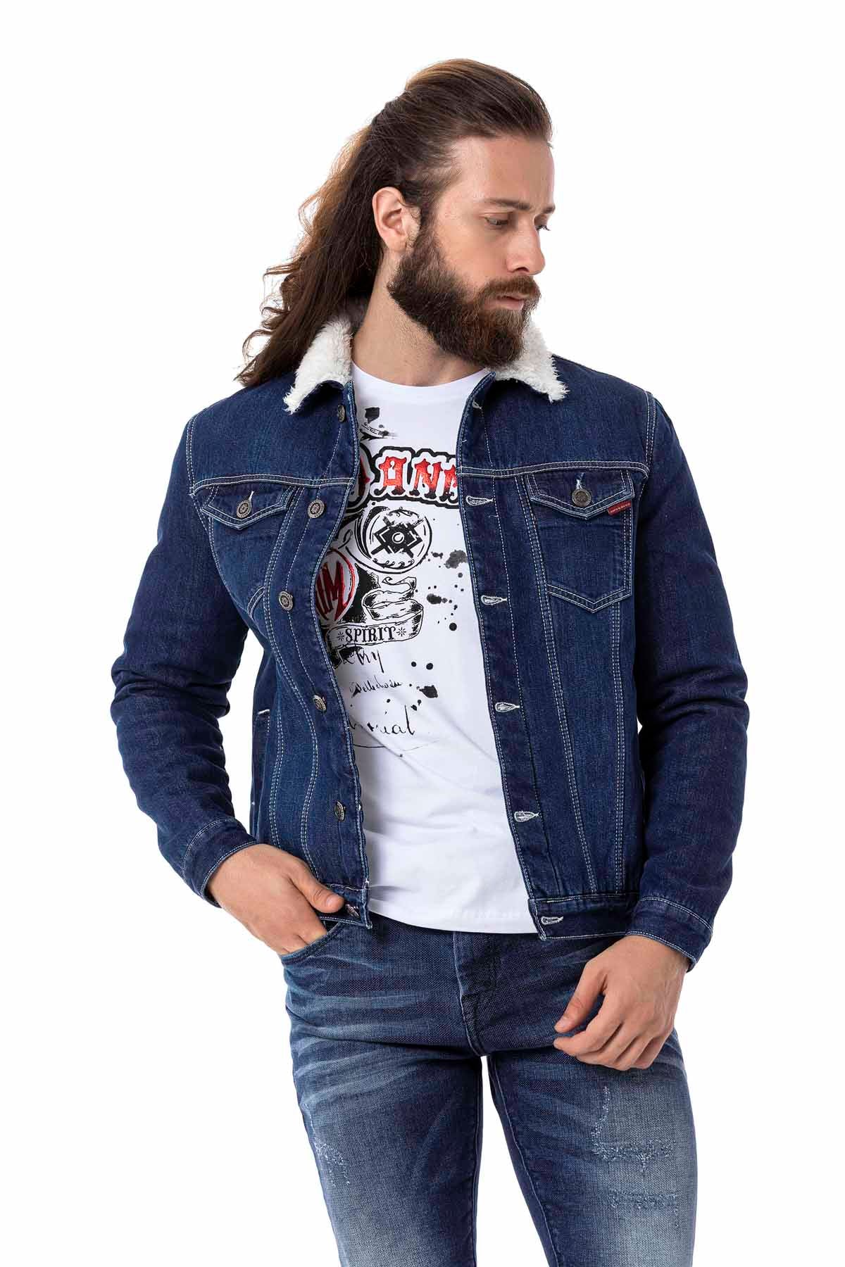 Cipo & Baxx STAFFORD Herren Biker Jeans Jacke Denim CJ294