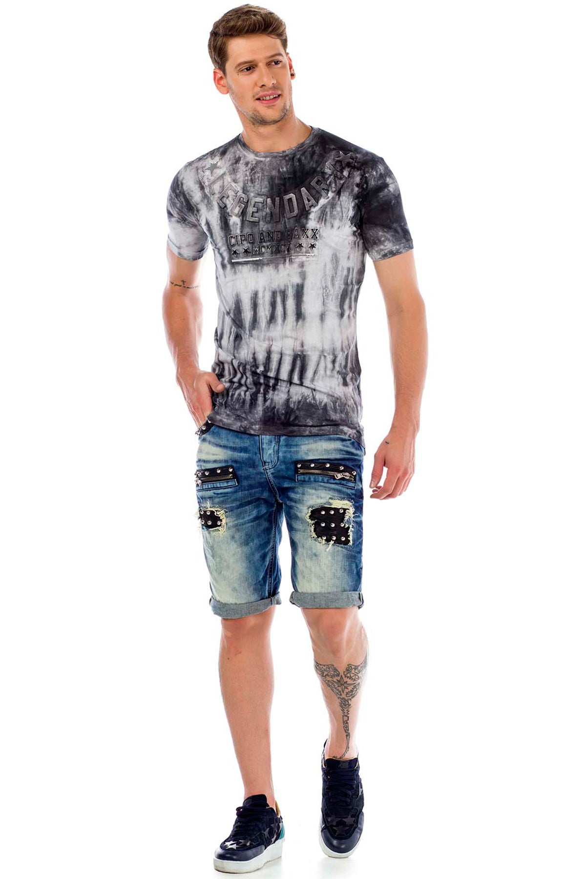 Cipo & Baxx RIDE Herren Kurze Jeans Denim CK181