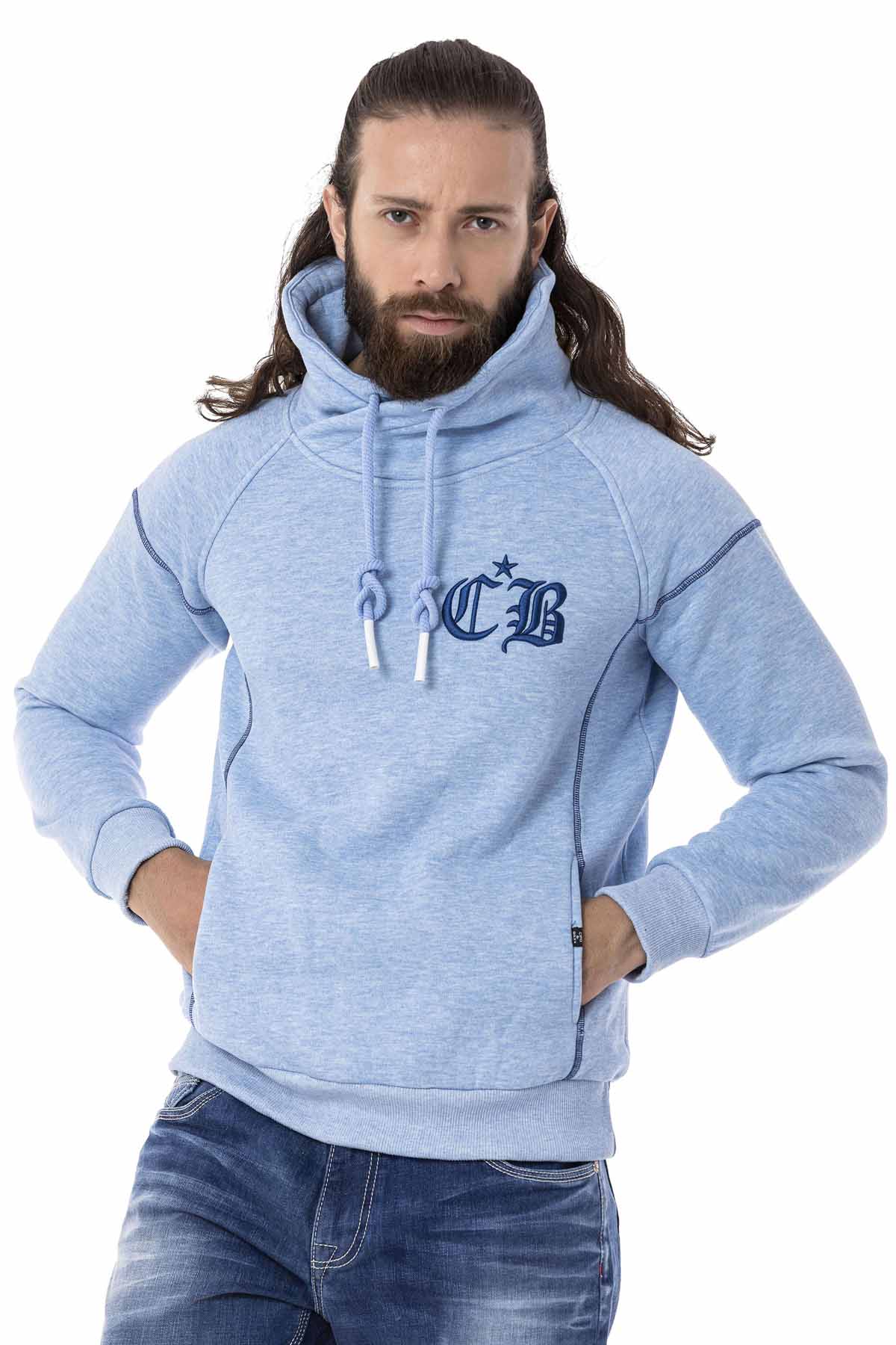 Cipo &amp; Baxx SKY Men's Hooded Sweatshirt CL529 Blue