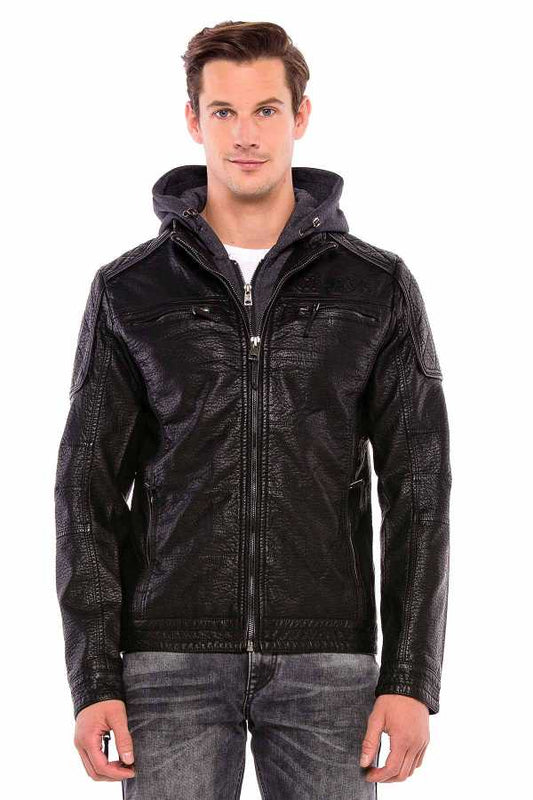 Cipo &amp; Baxx LEO Chaqueta de cuero para motociclista para hombre CM156