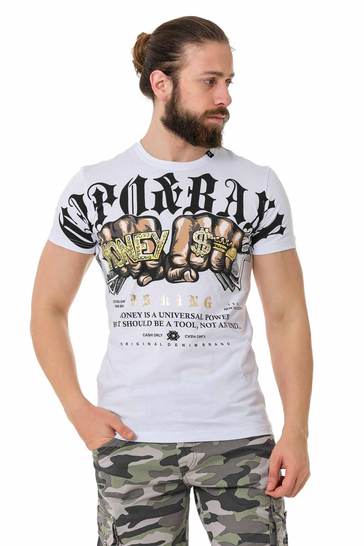 Camiseta hombre Cipo &amp; Baxx DOLLAR blanca CT714