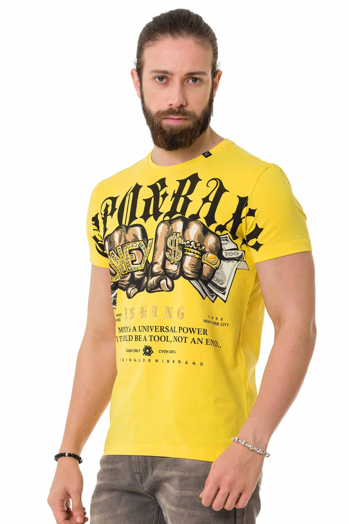 Cipo &amp; Baxx DOLLAR yellow men's T-shirt CT714