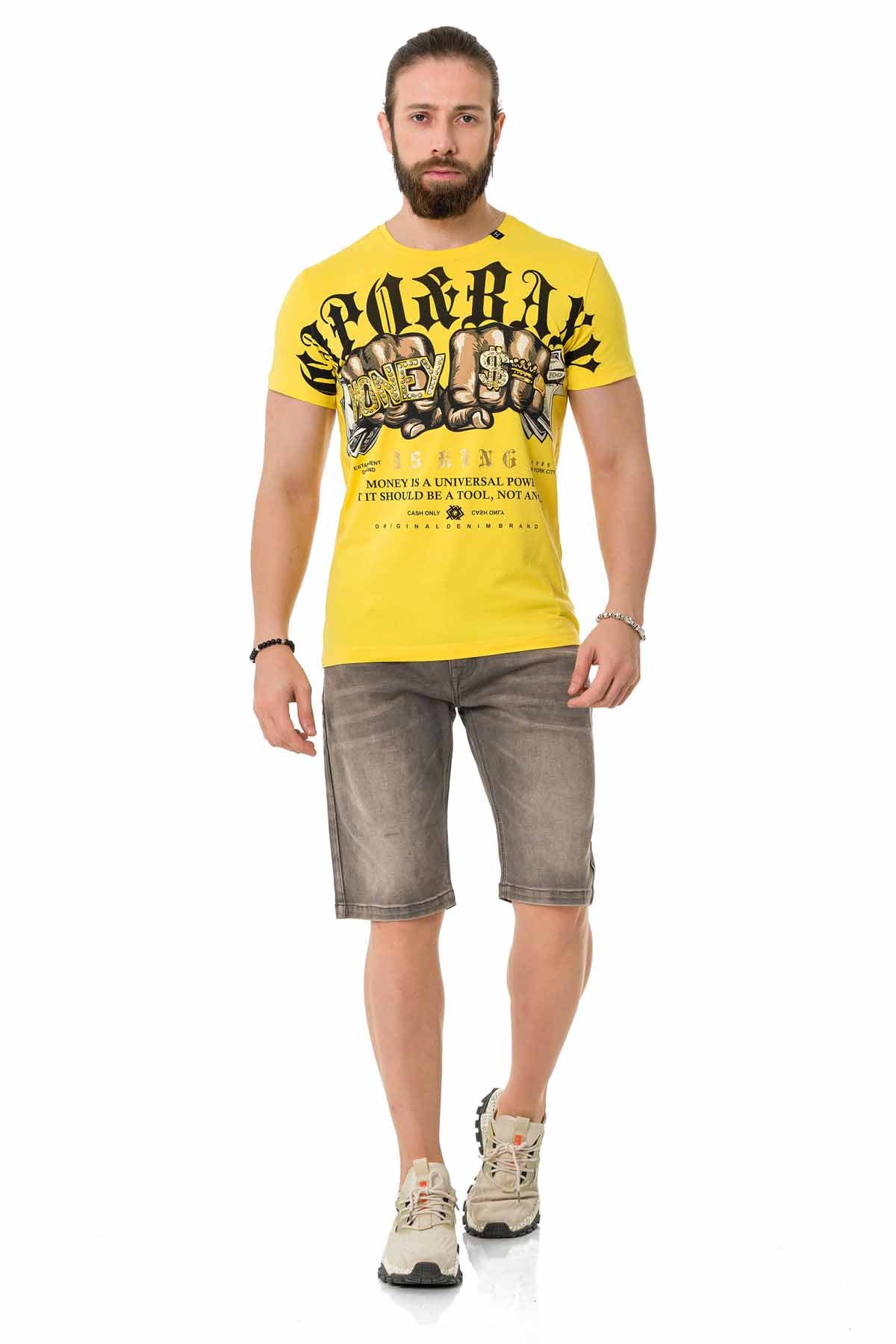 Camiseta de hombre Cipo &amp; Baxx DOLLAR amarilla CT714