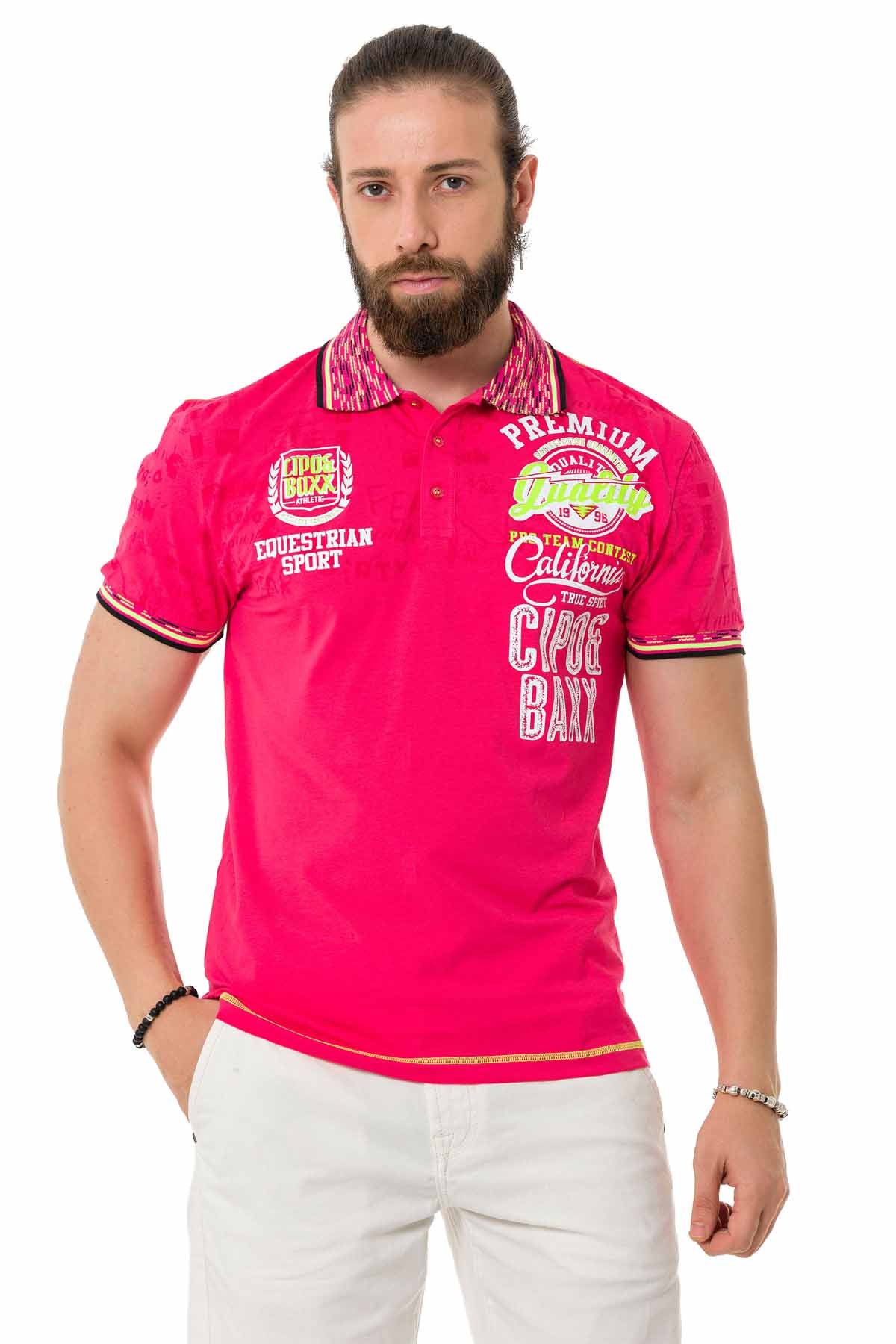 Cipo & Baxx MARINE fuchsia Herren Polo T-Shirt CT738