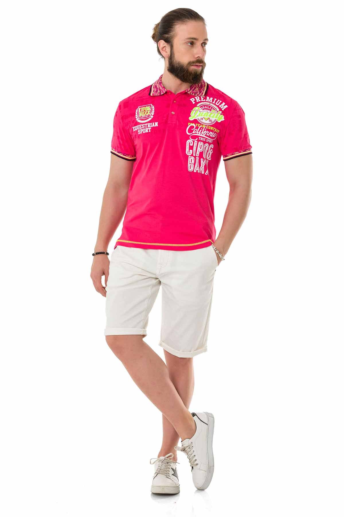 Cipo & Baxx MARINE fuchsia Herren Polo T-Shirt CT738