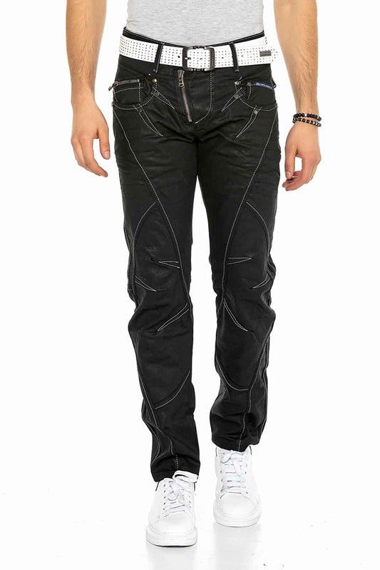 Cipo &amp; Baxx BLACK ZIPP jeans de hombre denim C-812