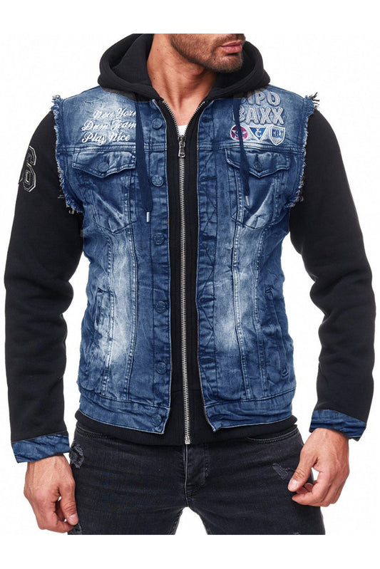 Cipo &amp; Baxx WESTWOOD Chaqueta vaquera para hombre Chaleco con capucha vaquera CJ174