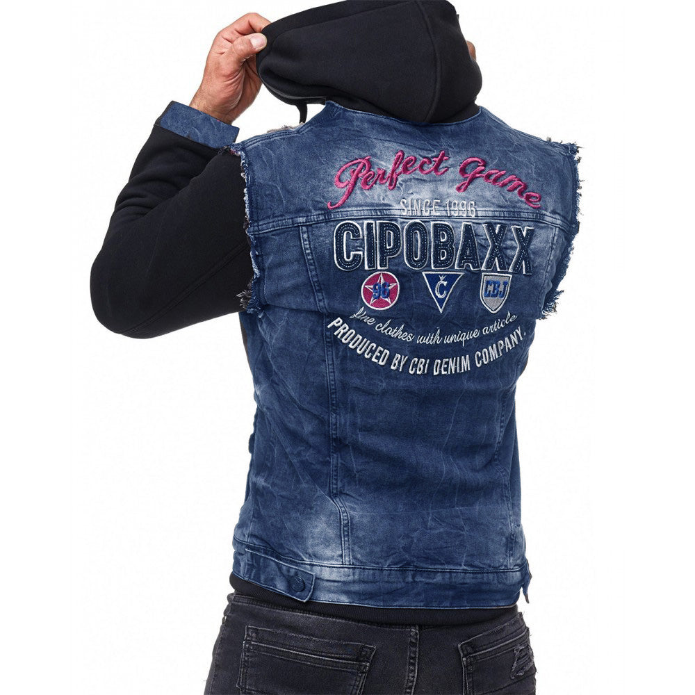 Cipo &amp; Baxx WESTWOOD Men's Jeans Jacket Vest Denim Hoodie CJ174