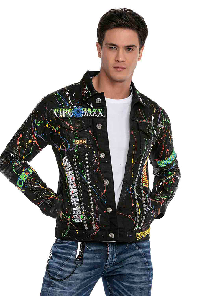 Cipo &amp; Baxx BULLDOG Chaqueta vaquera estilo motero para hombre Denim CJ262