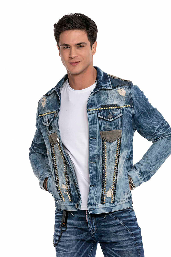 Cipo & Baxx DAYTONA Herren Biker Jeans Jacke Denim CJ264