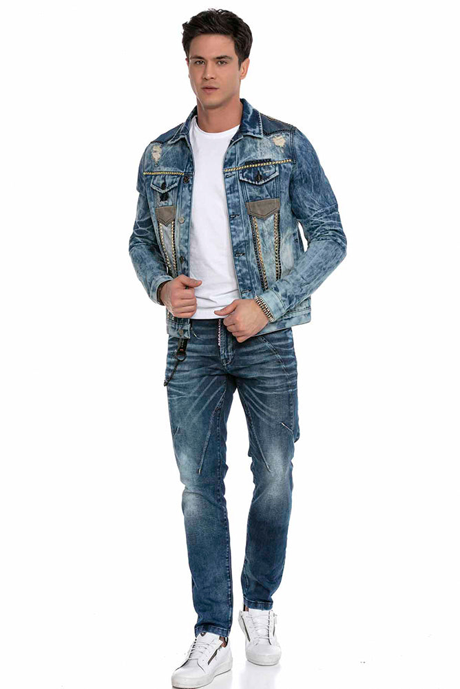 Cipo & Baxx DAYTONA Herren Biker Jeans Jacke Denim CJ264